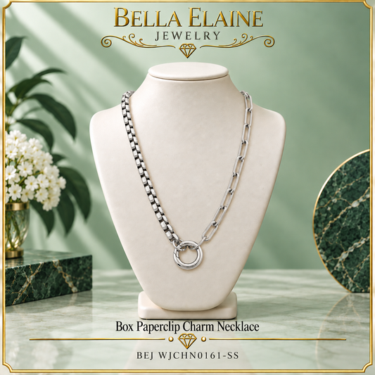 Box Paperclip Charm Necklace