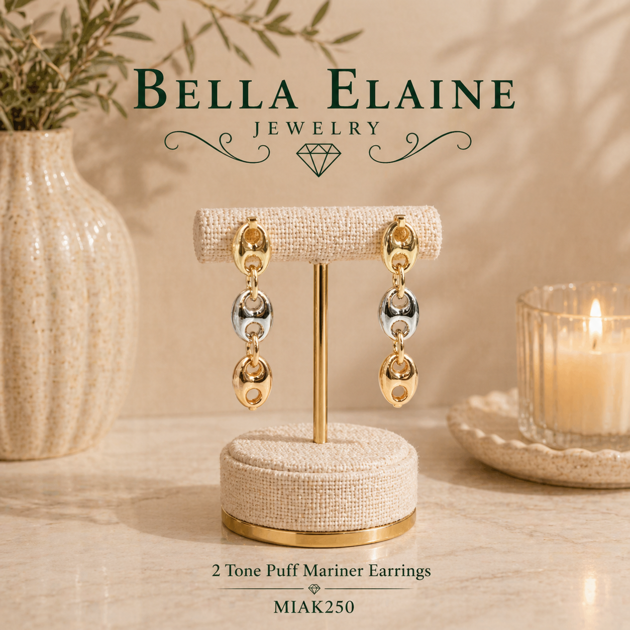 3 tone Puff Mariner Earrings