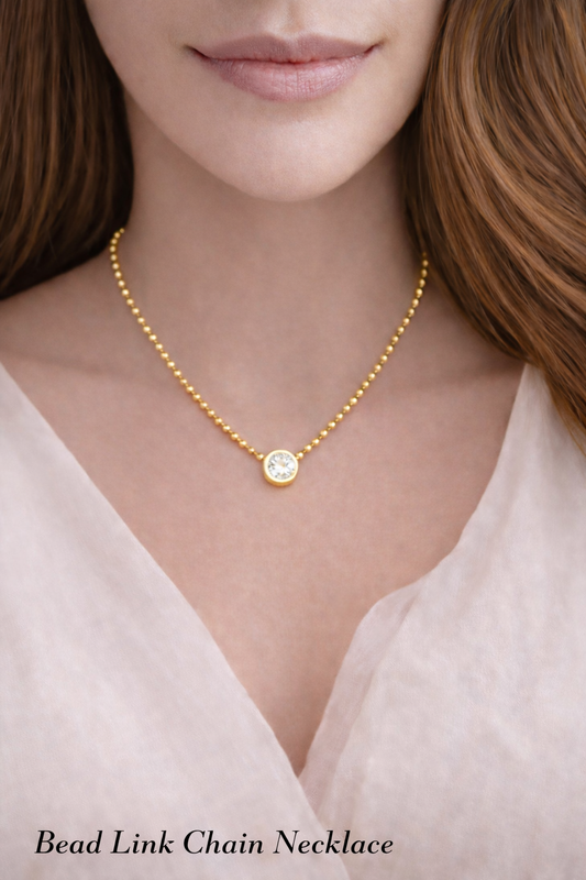 Beaded Chain with Round solitaire