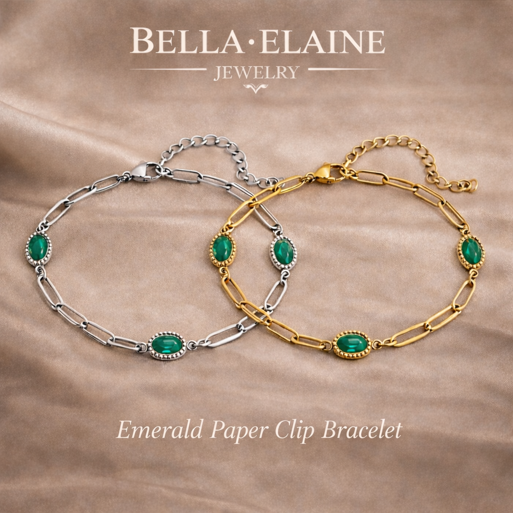 Emerald Paper Clip Bracelet