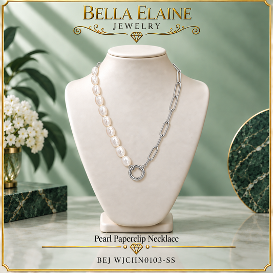 Pearl Paperclip Necklace