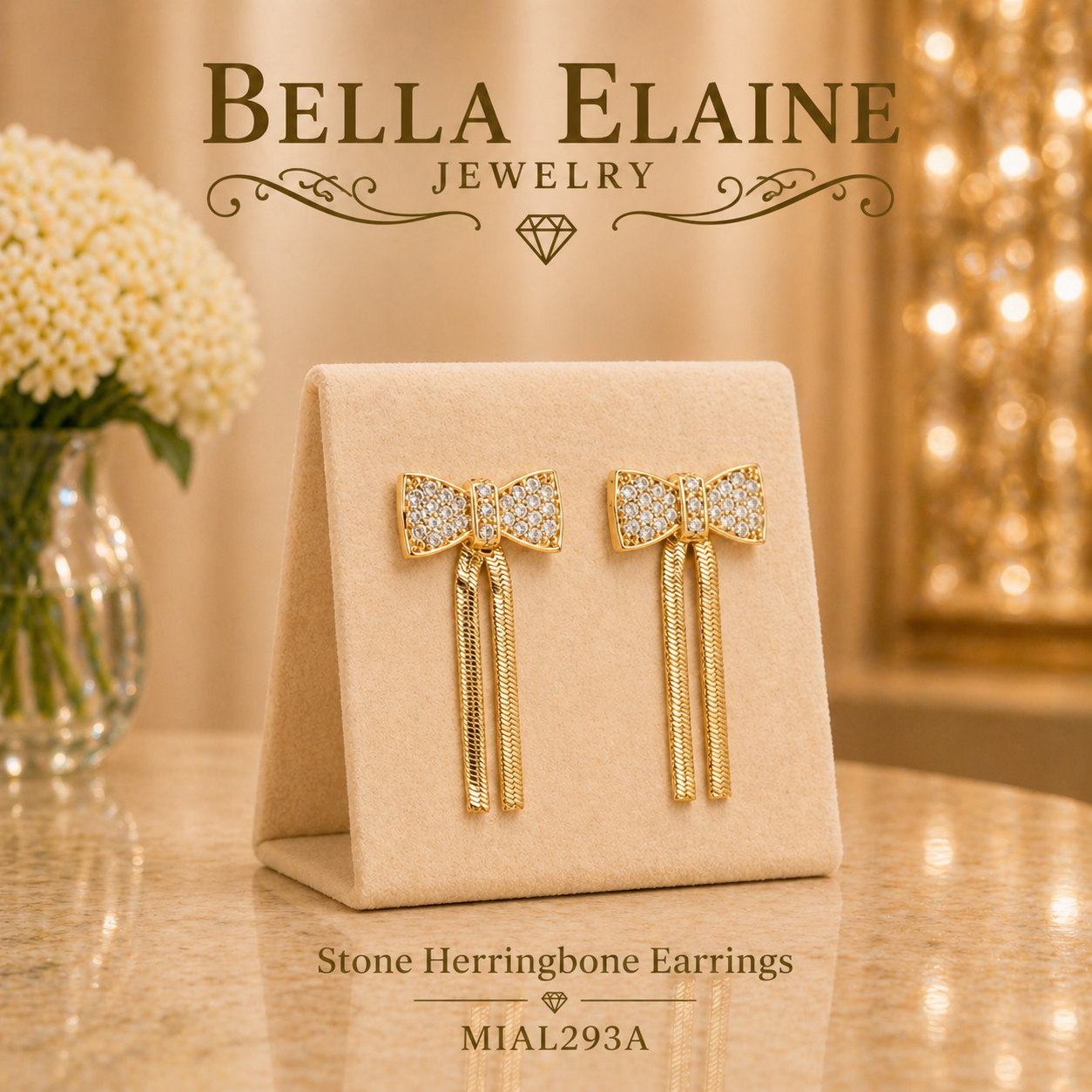 Stone Herringbone Earrings