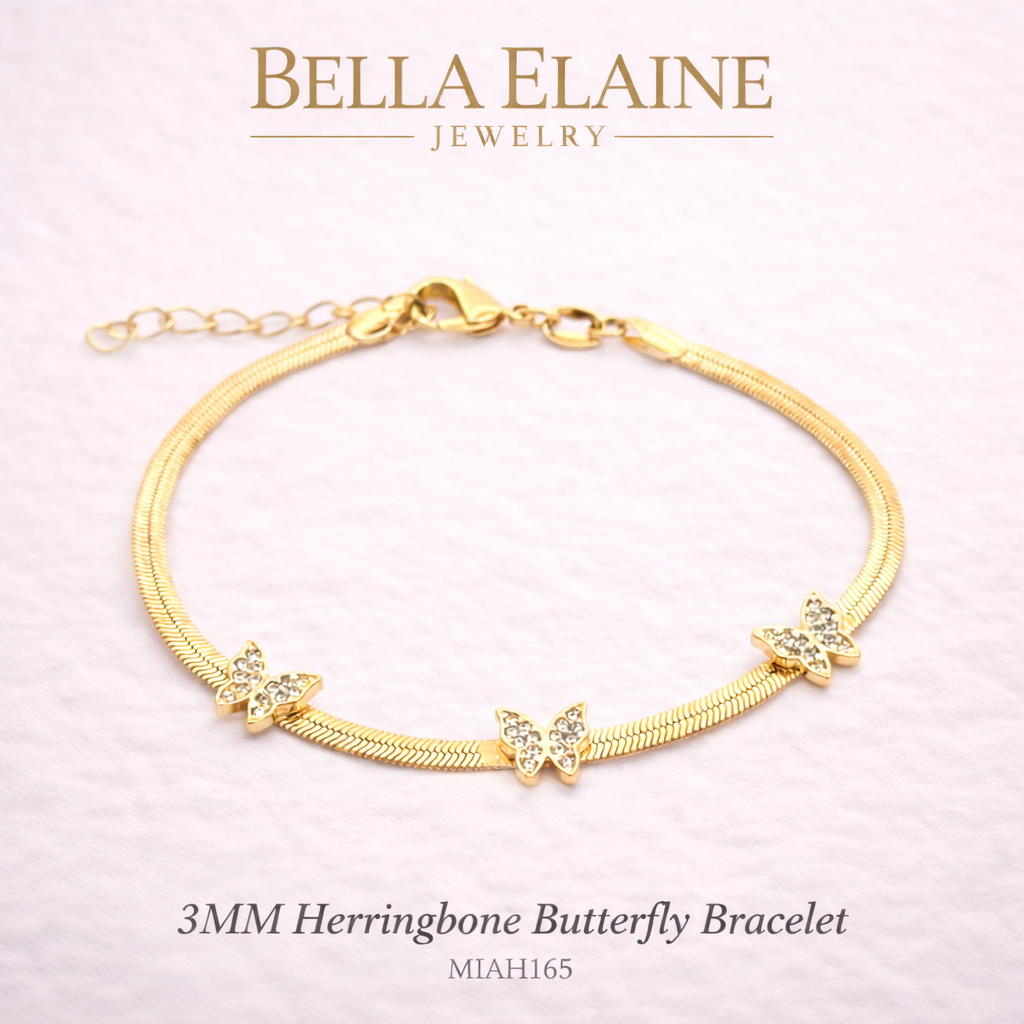 3MM Herringbone Butterfly Bracelet