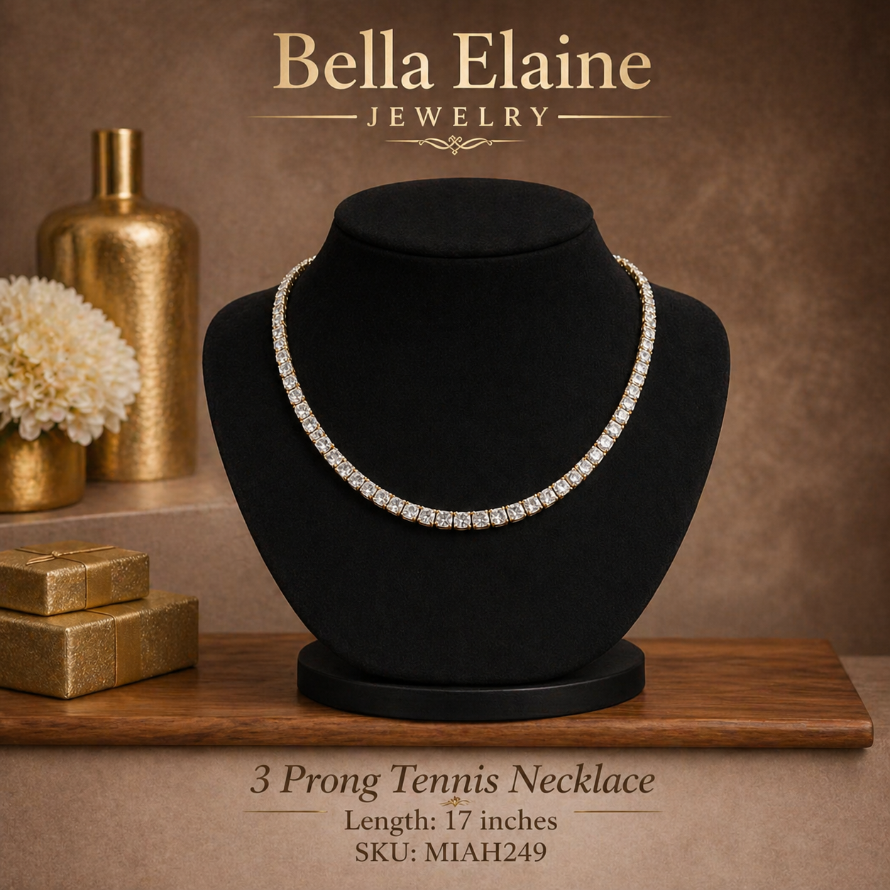 3 Prong Tennis Necklace