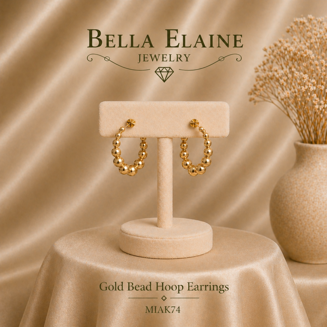 Gold Bead Hoop Earrings