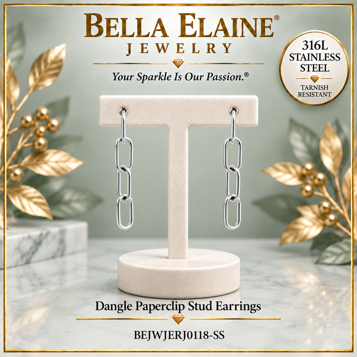 Dangle Paperclip Stud Earrings