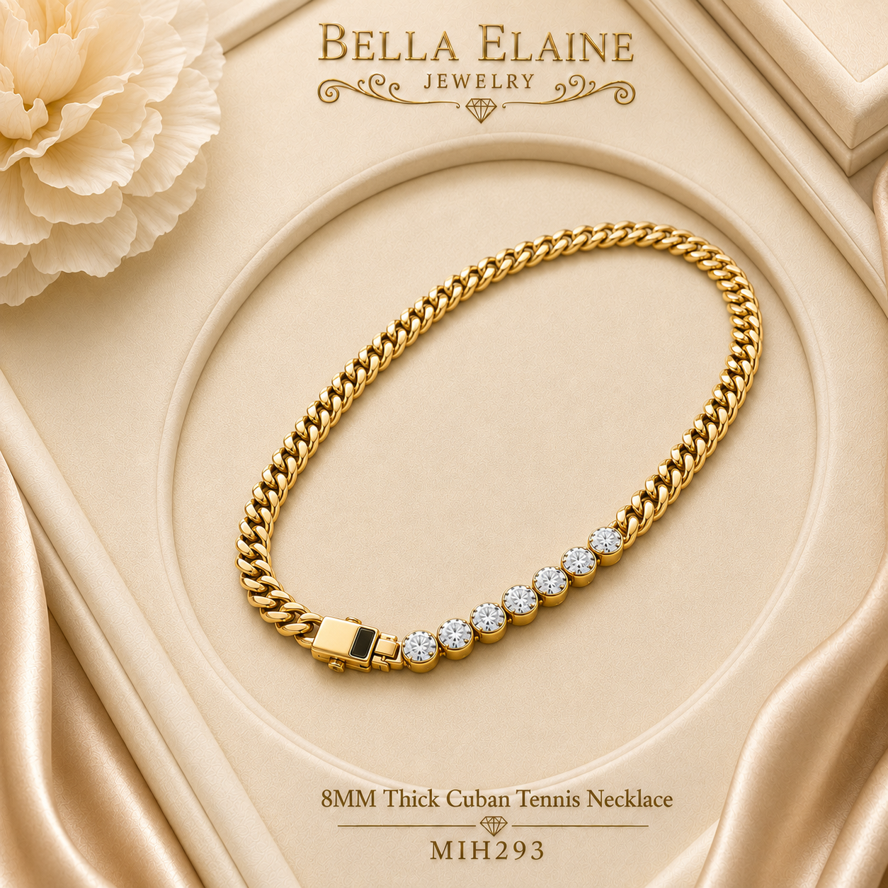 8mm Thick Cuban Tennis Necklace