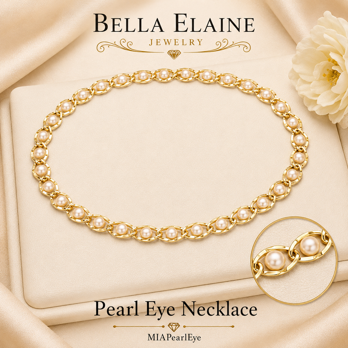 Pearl eye Necklace in 18K Gold Filled – Bella Elaine Jewelry