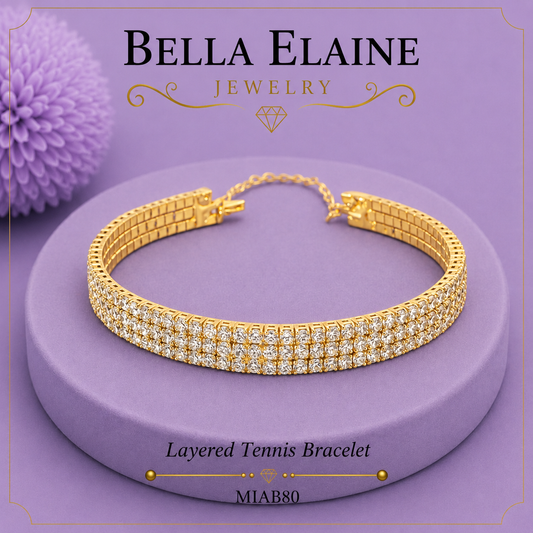 Layered Tennis Bracelet in 18K Gold Filled – Bella Elaine Jewelry