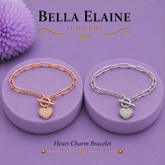 Heart Charm Bracelet in 18K Gold Filled – Bella Elaine Jewelry
