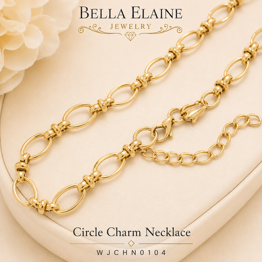 Circle Charm Necklace in 18K Gold PVD Stainless Steel – Bella Elaine Jewelry