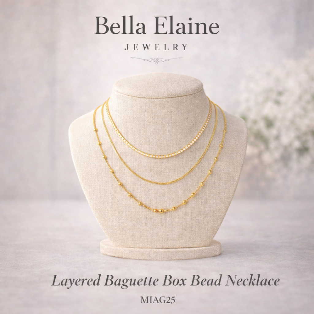 Triple Baquette Box Bead Necklace