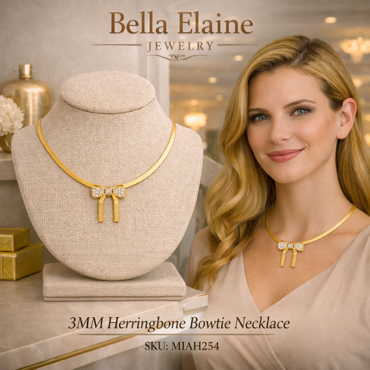 3 MM Herringbone Bowtie Necklace