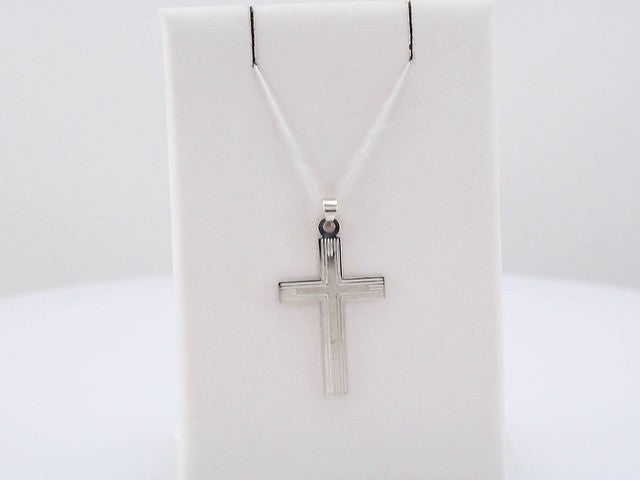 14K White Gold Cross Pendant
