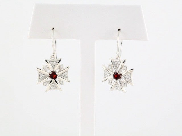 14K White Gold Natural Mozambique Garnet & 1/3 CTW Natural Diamond Earrings