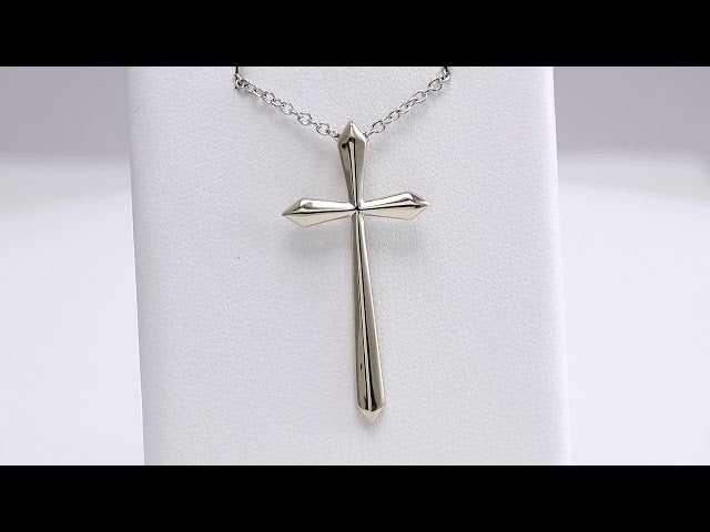 Platinum Elongated Cross 20" Necklace