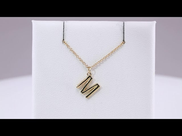 18K Yellow Gold-Plated Sterling Silver Initial M  Dangle 16" Necklace