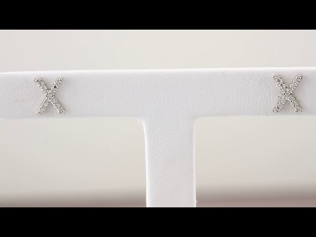 14K White Gold 1/10 CTW Natural Diamond Initial X Earrings