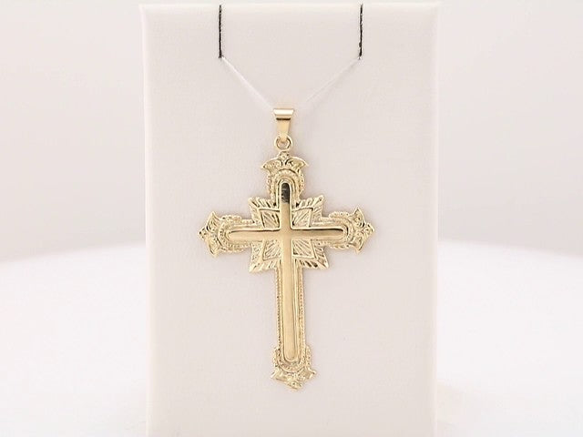 14K Yellow Gold 47x31 mm Cross Pendant