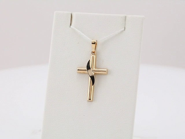 14K Yellow/White Gold 25x16 mm Cross Pendant