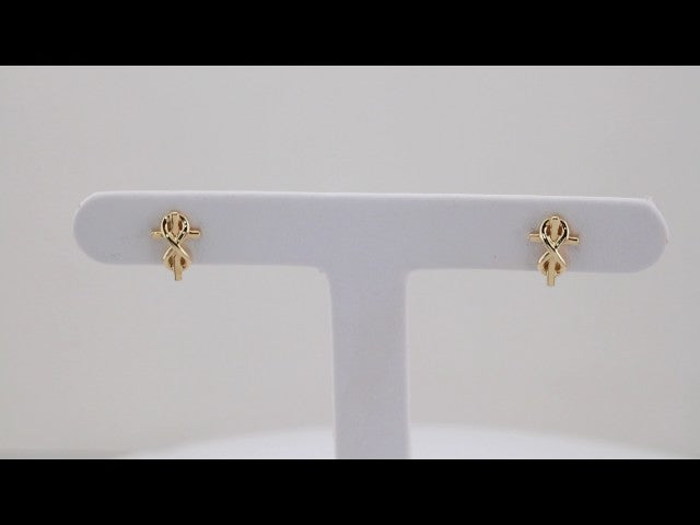 14K Yellow Gold Infinity-Inspired Cross Earrings