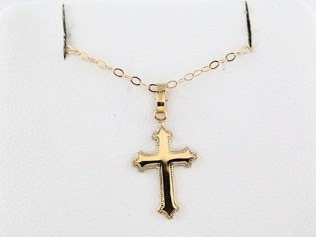 14K Yellow Gold Cross 15" Necklace