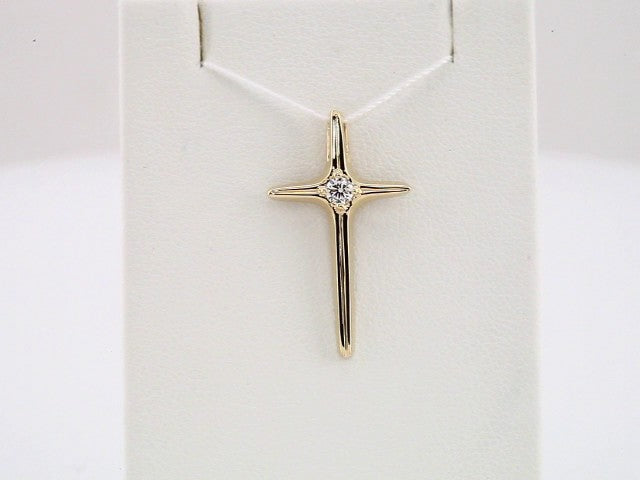14K Yellow Gold .07 CTW Natural Diamond Cross Pendant