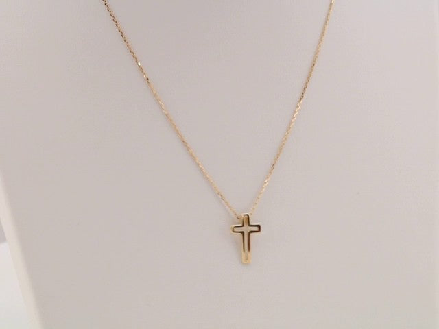 14K Yellow Gold Open Cross 16-18" Necklace