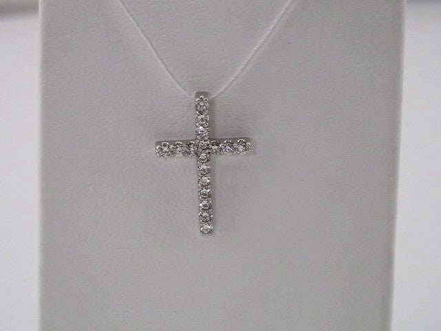 Platinum 1/6 CTW Natural Diamond Petite Cross Pendant