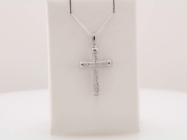 14K White Gold 1/4 CTW Natural Diamond Micro PavÃ©-Style Cross Pendant