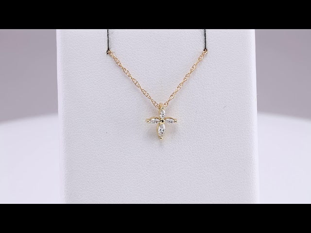 14K Yellow Gold 1/6 CTW Natural Diamond Cross 16" Necklace