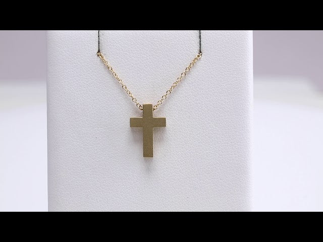 14K Yellow Gold Scroll Cross 16-18" Necklace