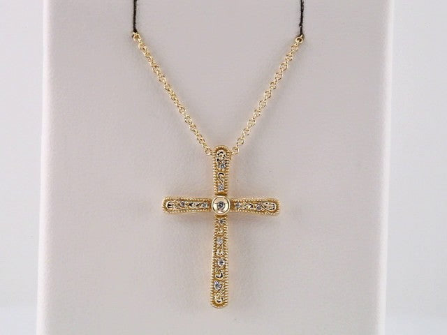 14K Yellow Gold .05 CTW Natural Diamond Cross 18" Necklace