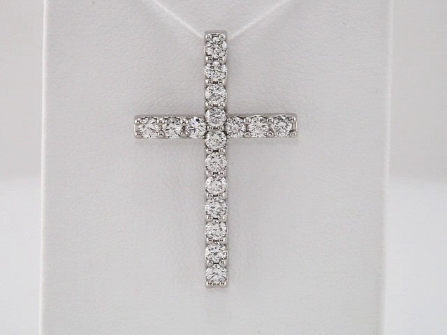 Platinum 1 CTW Natural Diamond Petite Cross Pendant
