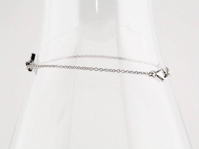 14K White Gold 1/5 CTW Natural Diamond Double Sideways Cross 7-8" Bracelet