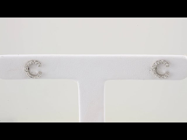Sterling Silver 1/10 CTW Natural Diamond Initial C Earrings