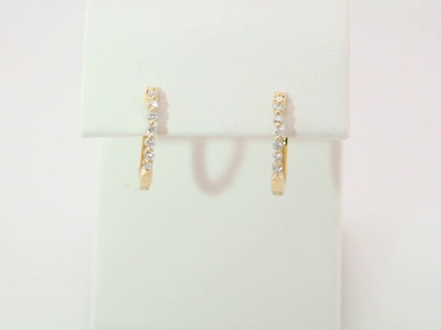 14K Yellow Gold 1/3 CTW Natural Diamond Hinged 15.25 mm Hoop Earrings