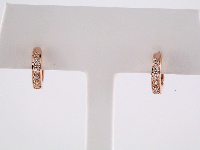 14K Rose Gold 1/10 CTW Natural Diamond Hinged 12.4 mm Hoop Earrings