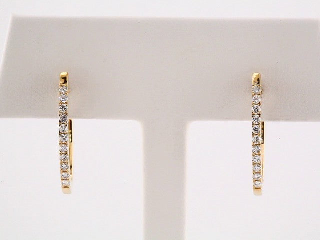 14K Yellow Gold 1/3 CTW Natural Diamond Hoop Earrings
