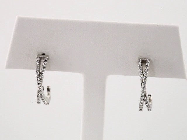 14K White Gold 1/4 CTW Natural Diamond Criss-Cross J-Hoop Earrings