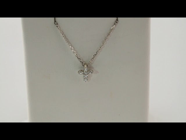 Sterling Silver 1/6 CTW Natural Diamond Cross 16-18" Necklace