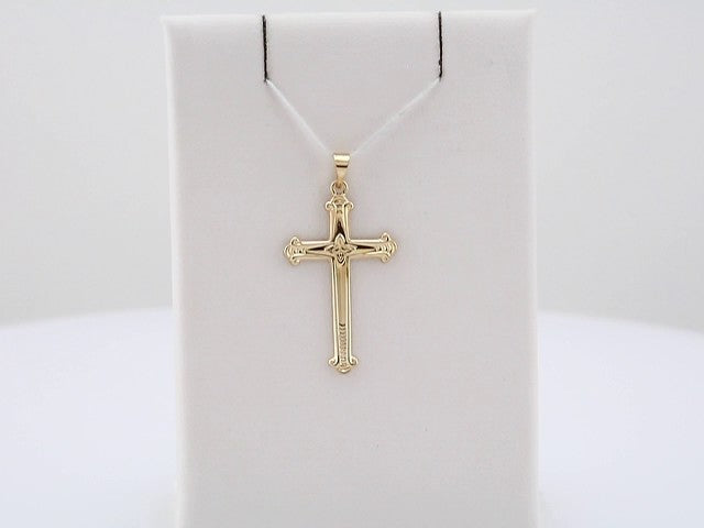 14K Yellow Gold 27.5x16 mm Cross Pendant