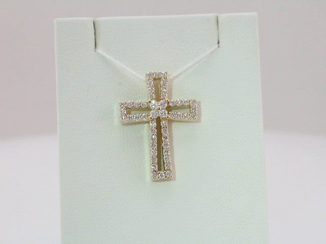 14K Yellow Gold 1/2 CTW Natural Diamond Cross Pendant