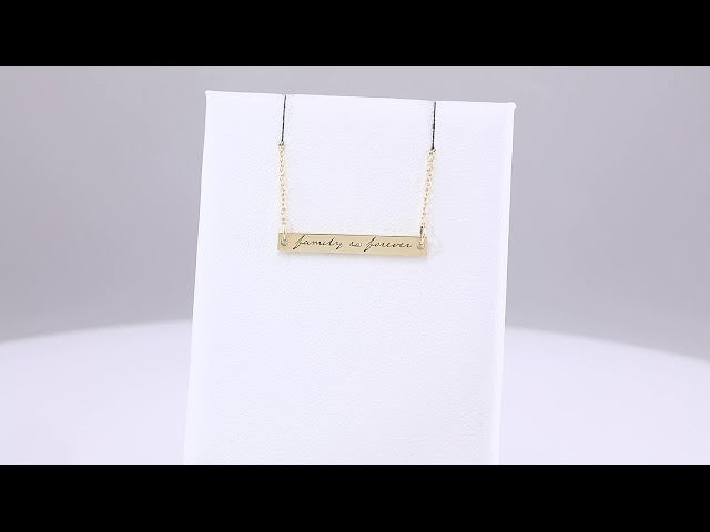 14K Yellow Gold Family is Forever Bar 18" Necklace