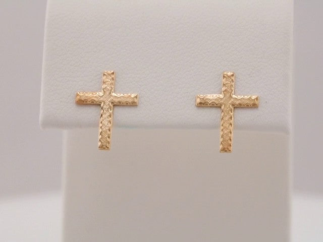 14K Yellow Gold 13x9 mm Cross Earrings