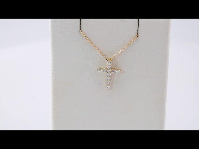 14K Yellow Gold 1/4 CTW Natural Diamond Cross 16-18" Necklace