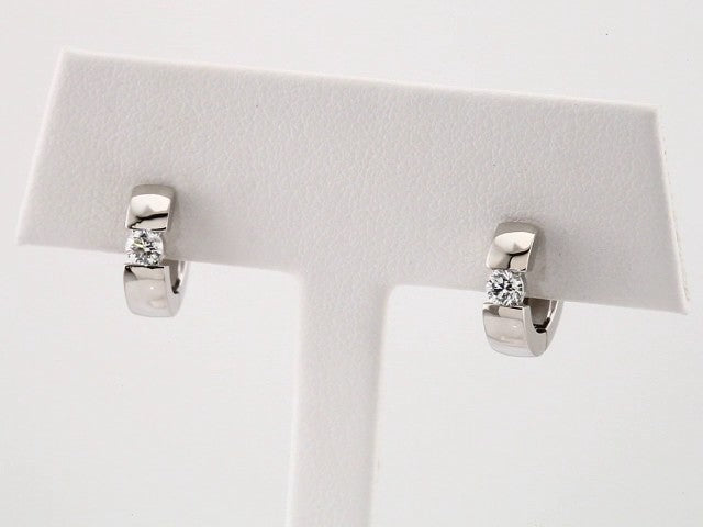 Platinum 1/4 CTW Natural Diamond 12 mm Hinged Huggie Hoop Earrings