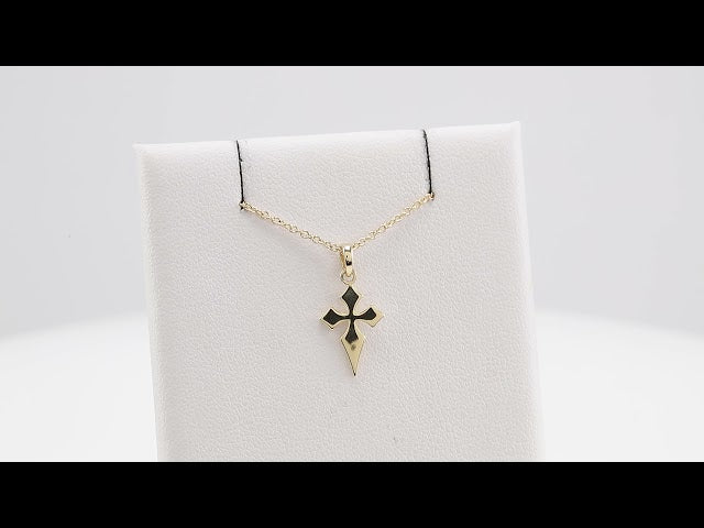 14K Yellow Gold 18.3x9 mm Cross 16-18" Necklace