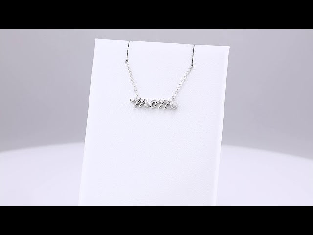 Platinum Petite Mom Script 16" Necklace