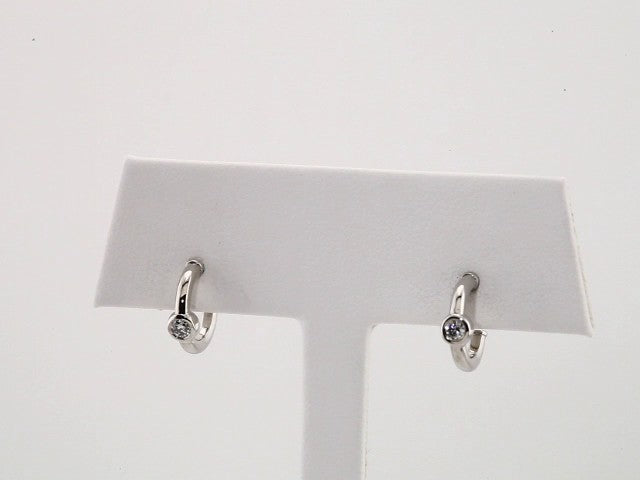 Platinum 1/8 CTW  Natural Diamond Huggie Hoop Earrings